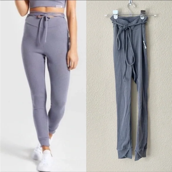 Gymshark Leggings Ribbed slouch Gray High Waist - Picture 2 of 7